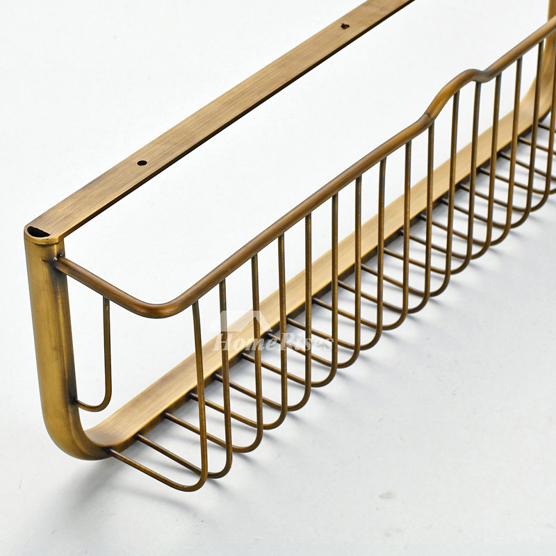 12-inch Brass Rectangle Shape Bathroom Basket Shower Caddy Shelf