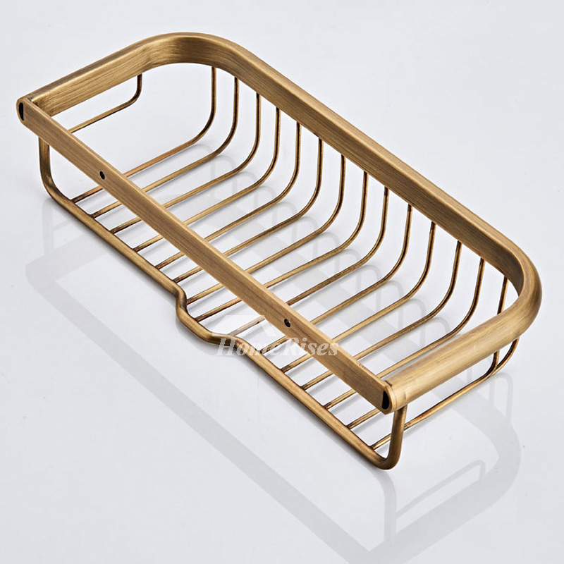 Brass Wall Mounted Shower Caddy Basket Gold/ Rose Gold Bathroom