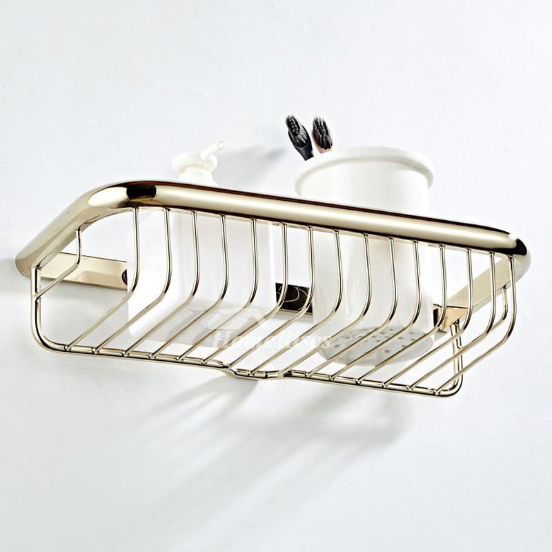 Brass Wall Mounted Shower Caddy Basket Gold/ Rose Gold