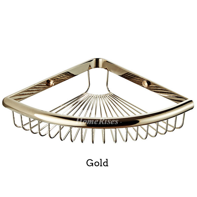 Corner Gold / Rose Gold Brass Triangle Wall Mounted Shower Caddy