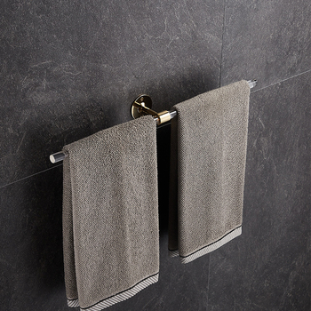 Bathroom Double Towel Rack Brass and Acrylic Transparent Bar Modern Wall Mount Gold/ Black/ Silver Shower 