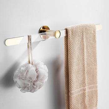 Bathroom Double Towel Rack Acrylic Transparent Bar Modern Wall Mount Gold Shower