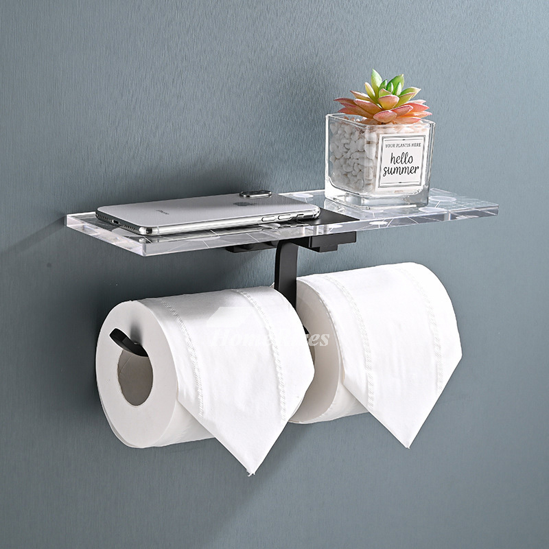 Luxury Double Oil Rubbed Bronze Brass Toilet Paper Roll Holder Industrial  Unique Wall Mounted Black Tissue