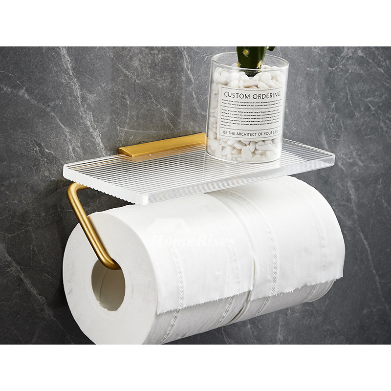 Luxury Gold Modern Double Toilet Paper Holder Polished Brass