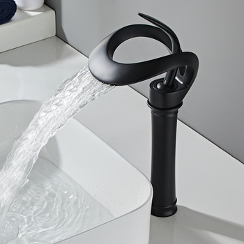 Single Hole Brass Tall Matte Black Gunmetal Grey/ White Bathroom Sink Faucets Luxury Designer