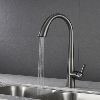 Gooseneck Kitchen Sink Faucets Gunmetal Grey Pull Out Spray Chrome/ Matte Black/ Brushed Nickel Rotatable Kitchen Sink Taps