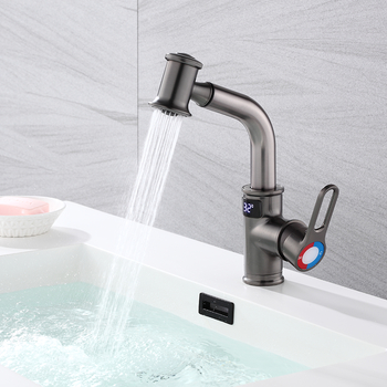 Brass Kitchen Faucet With Sprayer Pull Down Gunmetal Grey/ Polished Chrome Toilet Wash Basin Taps