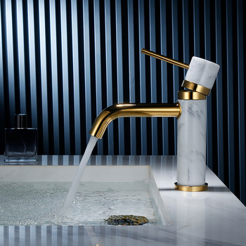 Brass Bathroom Faucets One Hole Luxury Polished/ Brushed Gold Marble Modern Wash Basin Lavatory Faucet