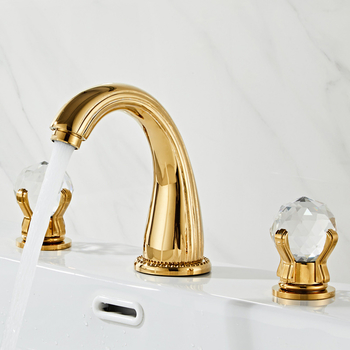 Widespread Bathroom Sink Faucet Polished Brass 2 Crystal Handle Antique Brass Chrome Tub Faucet