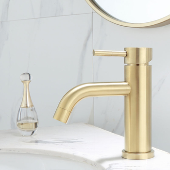 Brushed Brass Gold Bathroom Sink Faucets Modern Wash Basin Lavatory Faucet Tall Sink Taps