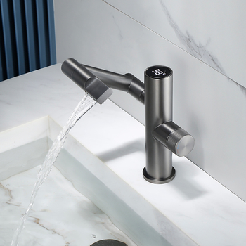 Brass Modern Kitchen Faucets Rotatable Gunmetal Grey/ Matte Black Bathroom Sink Taps
