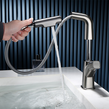 Adjustable for Lifting Bathroom Sink Faucets Brass Gunmetal Grey/ Brushed Gold/ White/ Black kitchen Taps