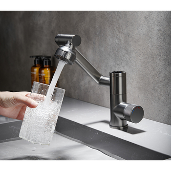 Best Bathroom Faucets Brass Rotatable LED Brushed Gunmetal Grey/ White Wash Basin Lavatory Faucet