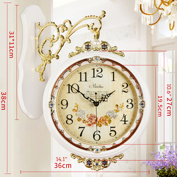 Double Sided Wall Clock Silent Living Room Wall Clocks Unusual White Wooden  