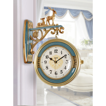 Silent Wall Clock Double Sided Dear Modern Living Room Luxury Decorative Quartz Wall Clocks 