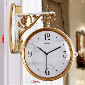 Double Sided Quartz Wall Clock Marbling Modern Dining Room Classic Decorative Office Wall Clocks