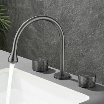 360° Rotatable 3 Hole Bathroom Faucet Gooseneck Widespread Brass Gunmetal Grey/ Brushed Gold/ Matte Black/ Chrome