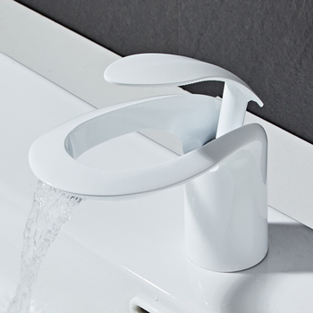 Modern Single Hole Bathroom Faucet Brass White/ Black Hot And Cold Faucet Waterfall Toilet Wash Basin Taps
