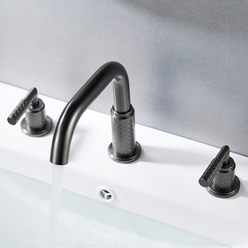 Widespread Bathroom Sink Faucets Brass 360 Rotatable Gunmetal Grey/ Matte Black/ Chrome Silver Taps