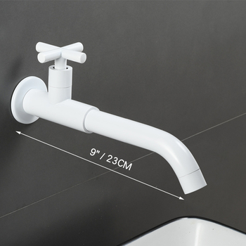 Wall Mount Rotatable 9 Inch Bathroom Sink Faucets Single Cold Water Brass Outdoor Water Faucet - 5 Colors Optional