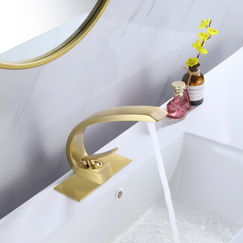 Luxury Bathroom Sink Faucets Matte Black Deck Plate Brass Brushed Gold Designer Taps