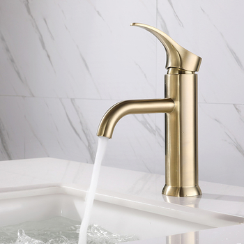 Brushed Gold/ Matte Black Single Faucet Bathroom Vanity Faucets Brass One Hole Modern Water Faucet