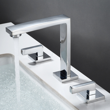Widespread Bathroom Faucets Three Holes Chrome Matte Black Modern Silver Luxury White Waterfall Faucet For Vessel Sink