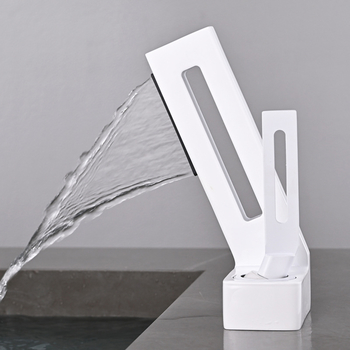 Waterfall Bathroom Sink Faucets Designer Brass White/ Matte Black/ Gun Grey/ Gold Luxury Bathroom Water Faucet