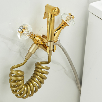 Polished Brass Bathroom Bidet Spray Shower Luxury Wall Mount Chrome Bidet Faucet Modern Hand Held Shower Head