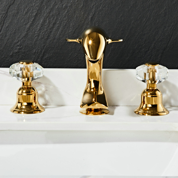 Rotatable Widespread Bathroom Sink Faucets Brass Polished Gold Luxury Chrome Crystal Handle Brushed Nickel Vessel Faucets