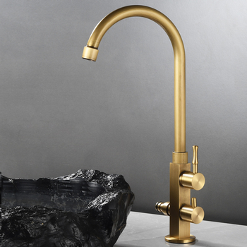 Antique Brass Kitchen Sink Faucets Outdoor Matte Black Single Handle Gooseneck Rotatable Kitchen Faucets