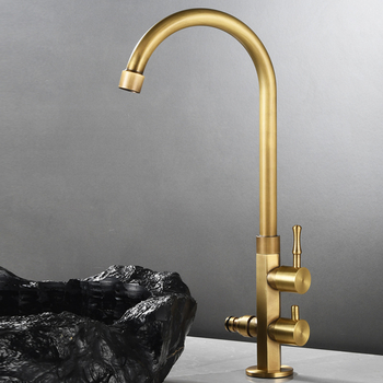 Antique Brass Kitchen Sink Faucets 360 Degrees Rotatable Matte Black Outdoor Faucet Gooseneck