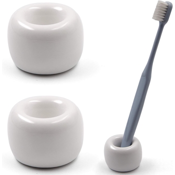 Single Small Toothbrush Holder Round White Ceramic Toothbrush Holder Triangle Pink Stand for Bathroom Vanity Countertops 6 Pack