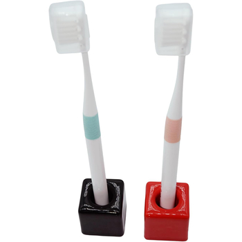 Black Single Small Toothbrush Holder Ceramic Toothbrush Holder Red Stand for Bathroom Vanity Countertops Mini Ceramic Pen Holder 6 Pack