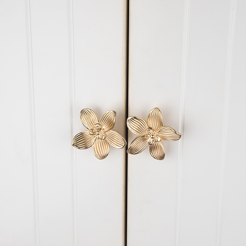 Gold Flower Drawer Knobs