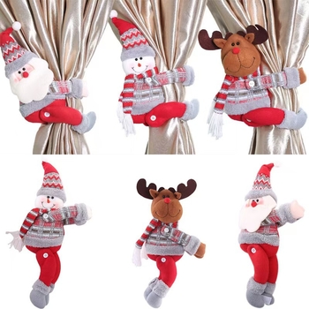 Christmas Decorations Home Curtain Decoration Buckle Cartoon Doll Curtain Hooks 2 Pack