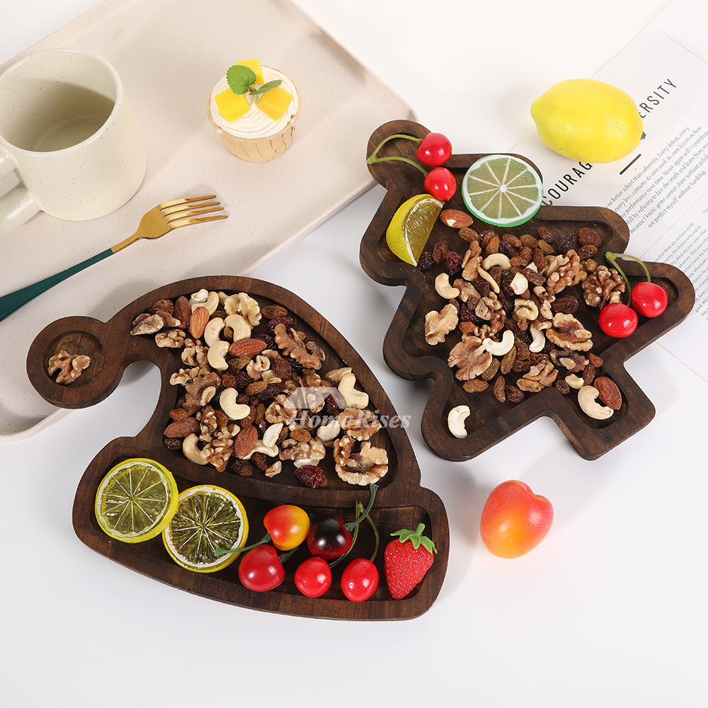 Christmas Tableware Tray Cute Home Wooden Christmas Tree Fruit Plate Cake Dessert Grid Wooden Plate Christmas Tableware Tray Cute Home Wooden Christmas Tree Fruit Plate Cake Dessert Grid Wooden Plate