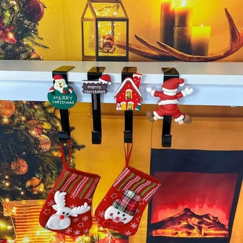 4 Pack Christmas Hook Christmas Decoration Stockings Metal Hook Stockings Halloween Hooks