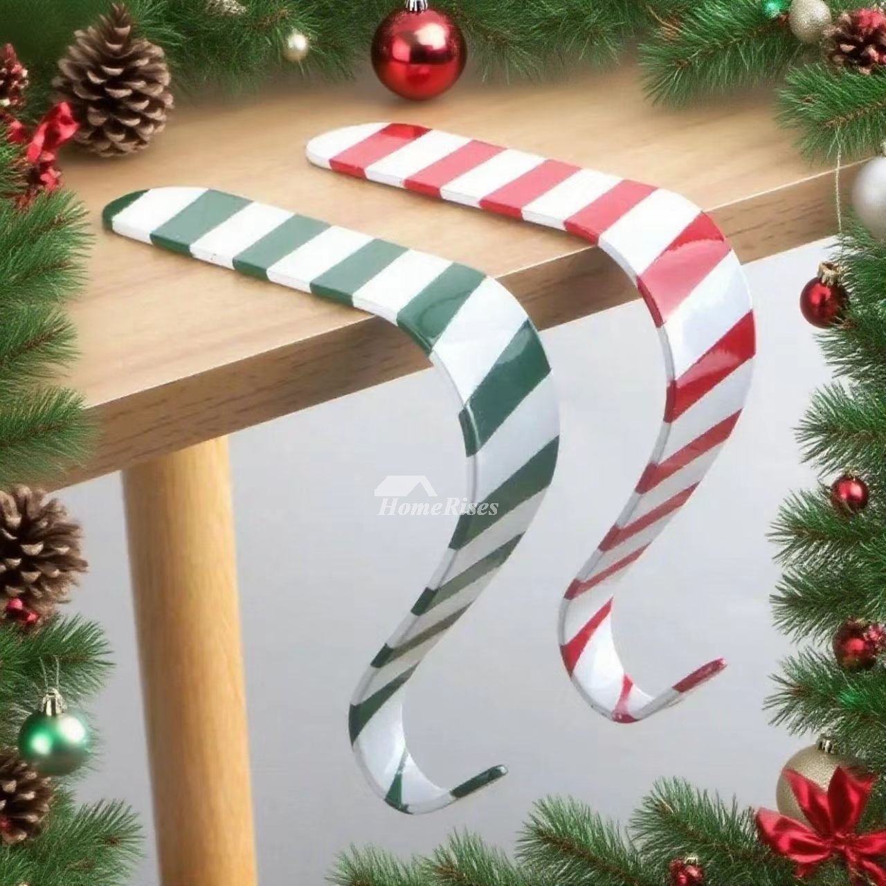 4 Pack Fireplace Hook Christmas Stocking Hook Metal Decorative Hook Red, White, Green and White Hook 4 Pack Fireplace Hook Christmas Stocking Hook Metal Decorative Hook Red, White, Green and White Hook