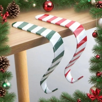 4 Pack Fireplace Hook Christmas Stocking Hook Metal Decorative Hook Red, White, Green and White Hook