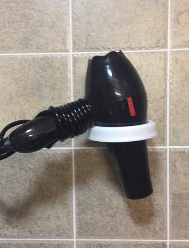 Suction Hair Dryer Holder White Plastic ABS Bathroom